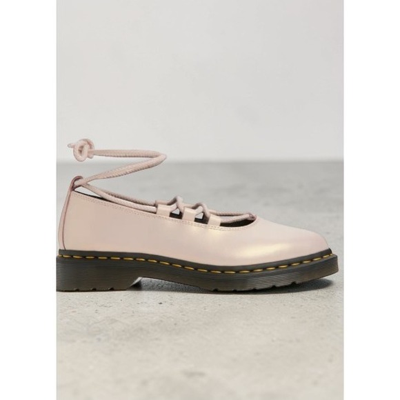 Dr Martens Elphie II Powder Pink Iridescent Leather Ballet Flat Shoes Women's 9 - Picture 9 of 9